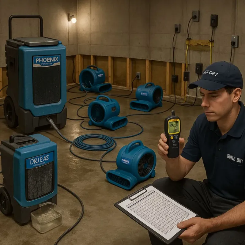 Structural Drying and Dehumidification process in Mason City, IA